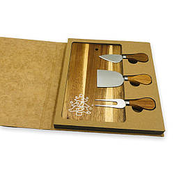 Дошка для сиру з ножами 22х24 см, сирна дошка в подарунковій упаковці