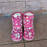 Черевики дитячі зимові в квіточку на блискавці і шнурках, фото 4