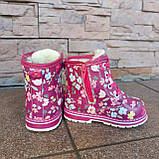 Черевики дитячі зимові в квіточку на блискавці і шнурках, фото 3