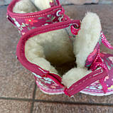 Черевики дитячі зимові в квіточку на блискавці і шнурках, фото 6