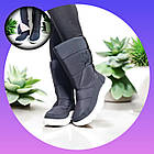 Жіночі чорні дутики зимові теплі середньої висоти на хутрі з білою підошвою, Favorit