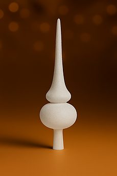 Новорічна верхівка на ялинку 27 см — 4 білих глітерних + 5 глянцевих кольорів, пластик, безпечна прикраса Белый менші різнокольорові блискітки