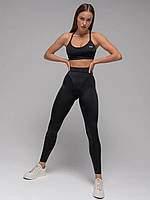 Лосини біфлекс з ефектом push-up водовідштовхуючі еластичні з високою посадкою широким поясом чорні S