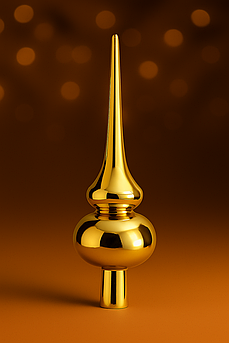 Новорічна верхівка на ялинку 27 см — 4 білих глітерних + 5 глянцевих кольорів, пластик, безпечна прикраса Золотий Глянець