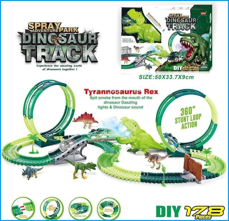 Дитячий ігровий трек 352 світло звук дино майданчик 178 елементів довжина 488 см аксесуари в коробці MD1, фото 1