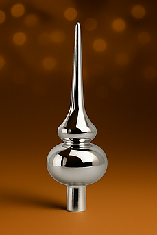 Новорічна верхівка на ялинку 27 см — 4 білих глітерних + 5 глянцевих кольорів, пластик, безпечна прикраса Сірий Глянець