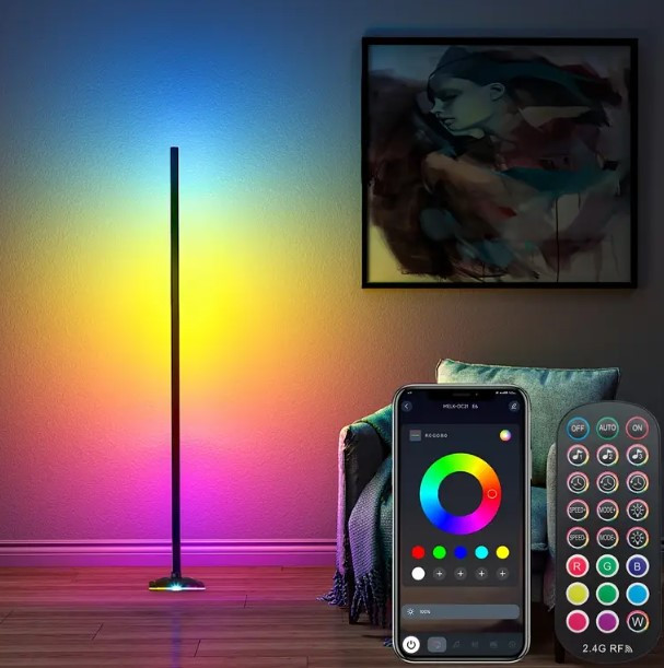 Підлоговий RGB торшер Ambient Floor Lamp з пультом і APP на телефоні. LED лампа 1,2 м.