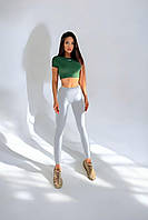 Лосини біфлекс з ефектом push-up водовідштовхуючі еластичні з високою посадкою широким поясом білі S