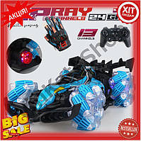 Гоночна машинка на пульті керування з паром, підсвіткою та звуком, радіокерована машинка з ефектом диму та фарами, іграшка