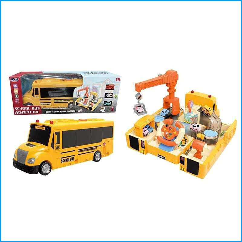 Трейлер з треком SJ 682 B-1 дитячий ігровий набір машинки звуки підсвічування механічний кран MD1, фото 1