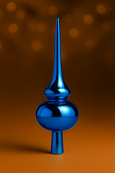 Новорічна верхівка на ялинку 27 см — 4 білих глітерних + 5 глянцевих кольорів, пластик, безпечна прикраса Синій Глянець