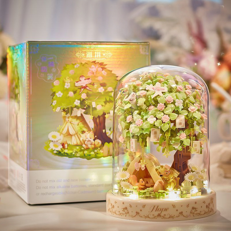 Конструктор нічник блочний дитячий з підсвіткою квітка в колбі Дерево Мрій квіти