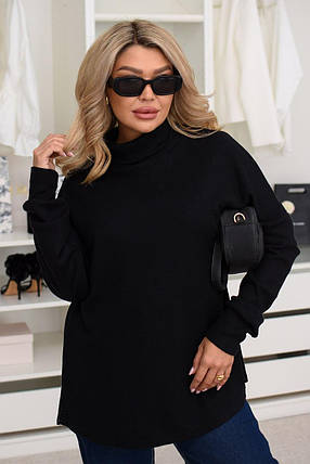 Жіночий светр з високим горлом великого розміру Розміри: 48-50, 52-54, 56-58, 60-62, фото 1