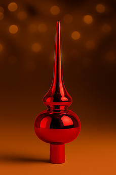 Новорічна верхівка на ялинку 27 см — 4 білих глітерних + 5 глянцевих кольорів, пластик, безпечна прикраса Червоний Глянець