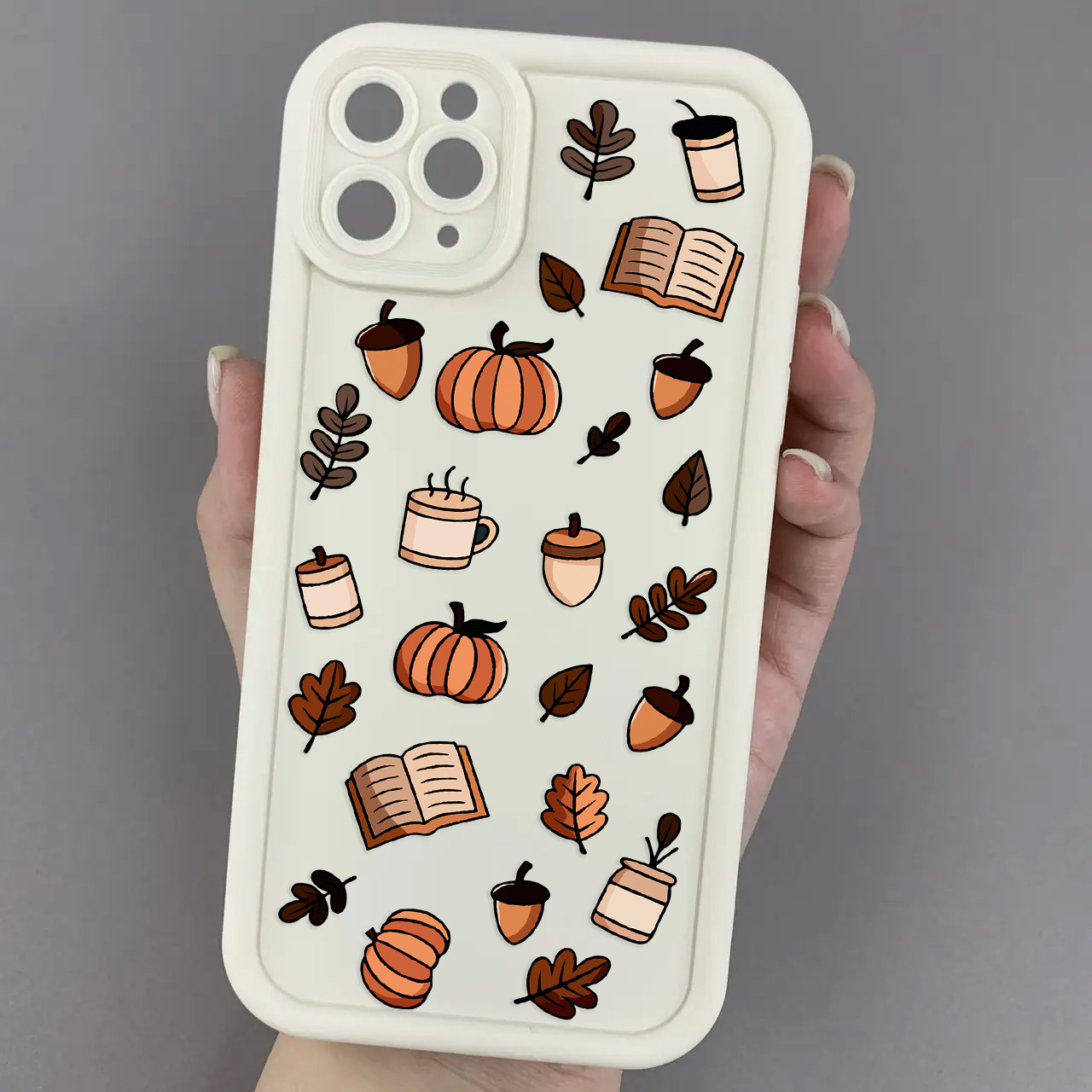 Чохол для iPhone 11 Pro Max молочний чохол з осіннім принтом листя книжок гарбуза на айфон 11 про макс w02j