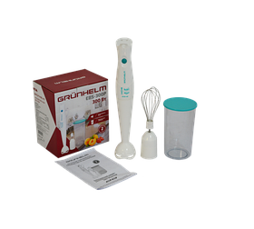 Занурювальний блендер Grunhelm EBS-300P 300 Вт 1 швидкість з мірним стаканом об'ємом 600 мл і насадкою вінчиком