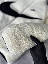 Зимовий пуховик двухсторонній Nike Black White тедді Куртка зимова Найк чорна глянцева тепла, фото 3