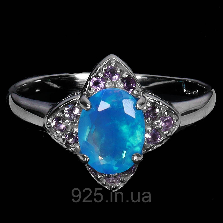 Каблучка. Натуральний опал і аметист. Срібло 925., фото 1