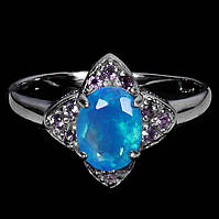 Каблучка. Натуральний опал і аметист. Срібло 925.