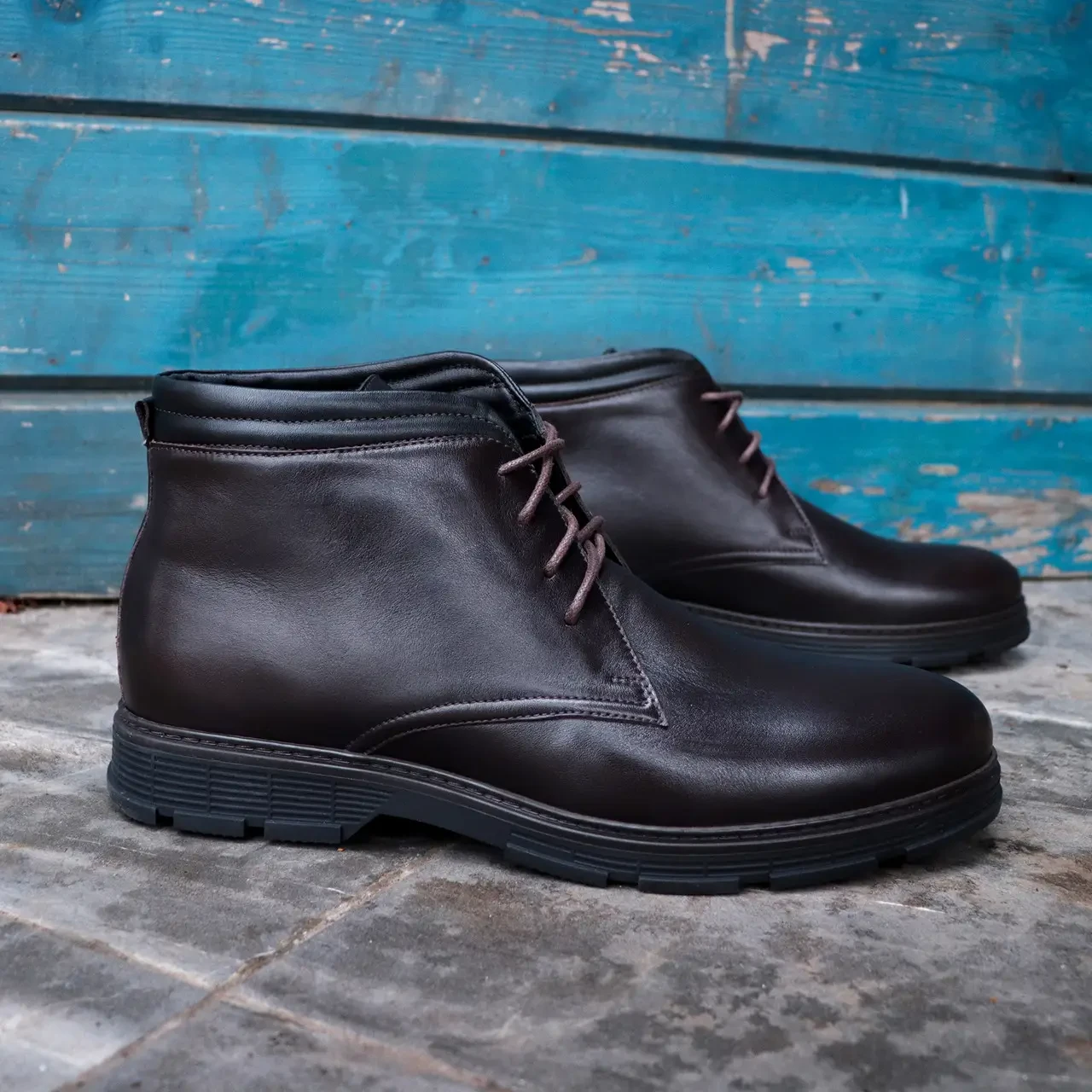 Коричневі чоловічі черевики на цигейці 42 розмір, фото 1