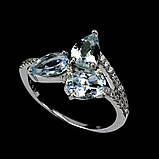 Каблучка. Натуральний аквамарин. Срібло 925., фото 2