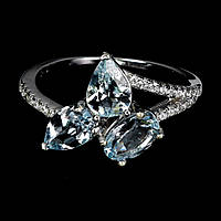 Каблучка. Натуральний аквамарин. Срібло 925.