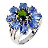 Каблучка. Натуральний хром діопсид і кіаніт. Срібло 925., фото 2