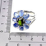 Каблучка. Натуральний хром діопсид і кіаніт. Срібло 925., фото 3