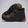 Підліткові зимові шкіряні черевики, кросівки на блискавці коричневі натуральна шкіра на хутрі для хлопчика підлітка, розмір 36-39, фото 5