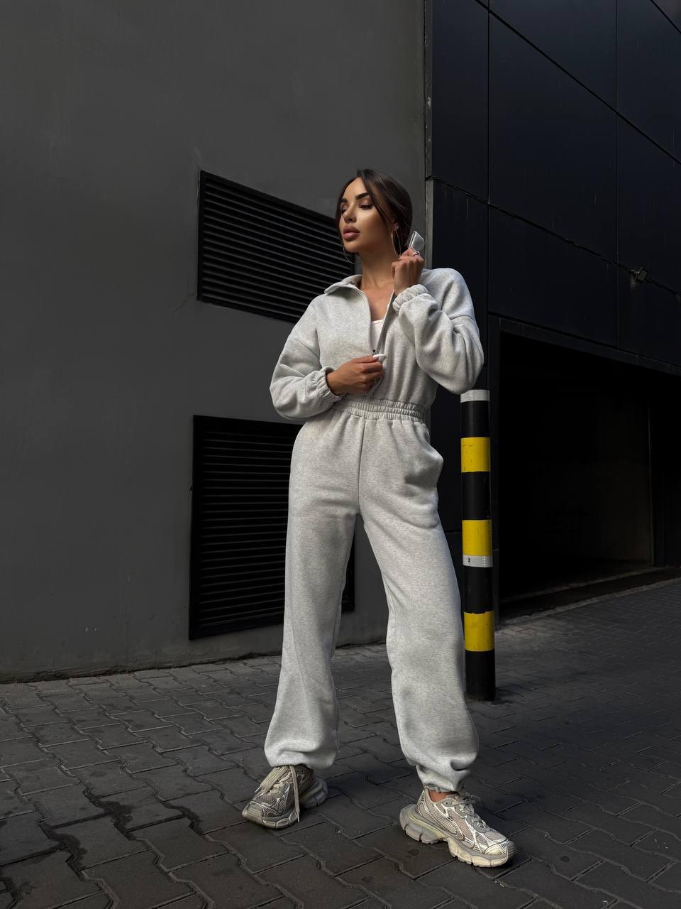 Жіночий комбінезон; Кольори: шоколад, меланж, чорний, графіт ; Розміри: 42-44 , 46-48 ;, фото 1