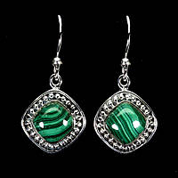 Сережки. Натуральний малахіт. Срібло 925.