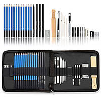 Набір олівців для ескізів та малювання 33 предмети в пеналі
