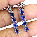 Сережки. Натуральний кіаініт, смарагд і гранат родоліт. Срібло 925., фото 2