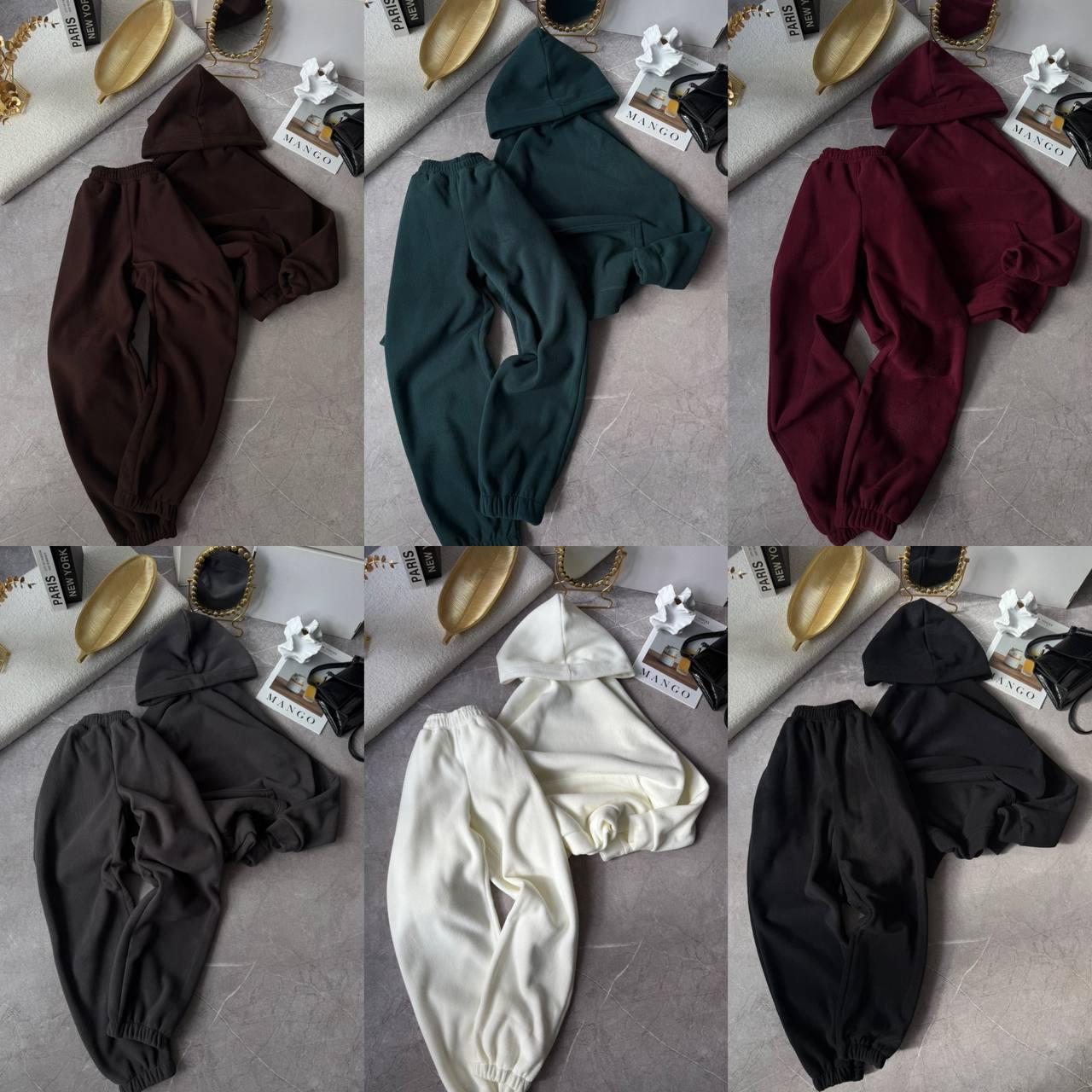 Флісовий костюм “Кенгуру” БАТАЛ Модель: 6220-1842 Колір: чорний, світло-молочний, графіт, шоколад, вино, пляшка, фото 1