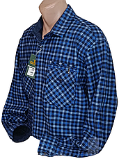 Чоловічі сорочки батал велетень Hetai vd-0038 сорочка картата зимова, теплі чоловічі сорочки на флісі в клітинку синя, фото 4