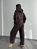 Теплий коричневий жіночий спортивний костюм "Oversize" з плюшевого дабл-флісу, фото 10