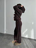 Теплий коричневий жіночий спортивний костюм "Oversize" з плюшевого дабл-флісу, фото 9