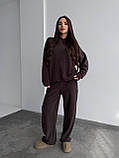 Теплий коричневий жіночий спортивний костюм "Oversize" з плюшевого дабл-флісу, фото 2