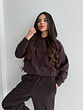 Теплий коричневий жіночий спортивний костюм "Oversize" з плюшевого дабл-флісу, фото 7