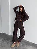 Теплий коричневий жіночий спортивний костюм "Oversize" з плюшевого дабл-флісу, фото 5