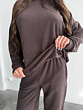 Теплий коричневий жіночий спортивний костюм "Oversize" з плюшевого дабл-флісу, фото 8