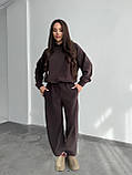 Теплий коричневий жіночий спортивний костюм "Oversize" з плюшевого дабл-флісу, фото 3