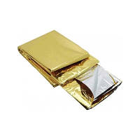 Термоодеяло двустороннее для туристов и путешественников отражающее тепло для защиты от холода и перегрева BROWN