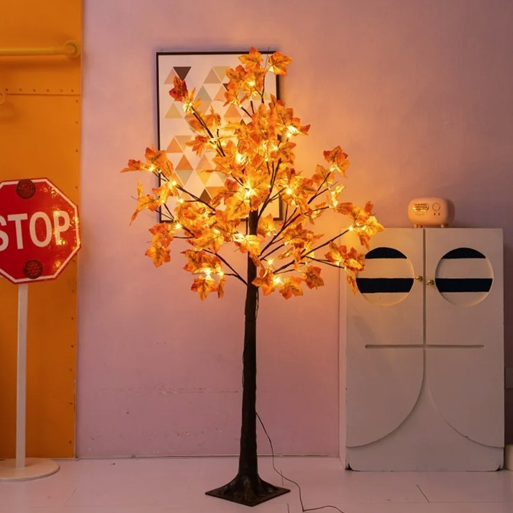 Світлодіодне декоративне дерево Warm White 1,5 м, 220 В, тепле біле світло. LED дерево нічник, фото 1