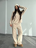 Теплий бежевий жіночий спортивний костюм "Oversize" з плюшевого дабл-флісу, фото 6
