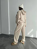 Теплий бежевий жіночий спортивний костюм "Oversize" з плюшевого дабл-флісу, фото 10