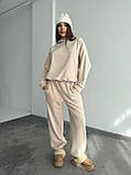 Теплий бежевий жіночий спортивний костюм "Oversize" з плюшевого дабл-флісу, фото 5