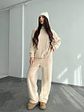 Теплий бежевий жіночий спортивний костюм "Oversize" з плюшевого дабл-флісу, фото 7