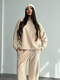 Теплий бежевий жіночий спортивний костюм "Oversize" з плюшевого дабл-флісу, фото 8