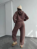 Теплий кавовий жіночий спортивний костюм "Oversize" з плюшевого дабл-флісу, фото 10